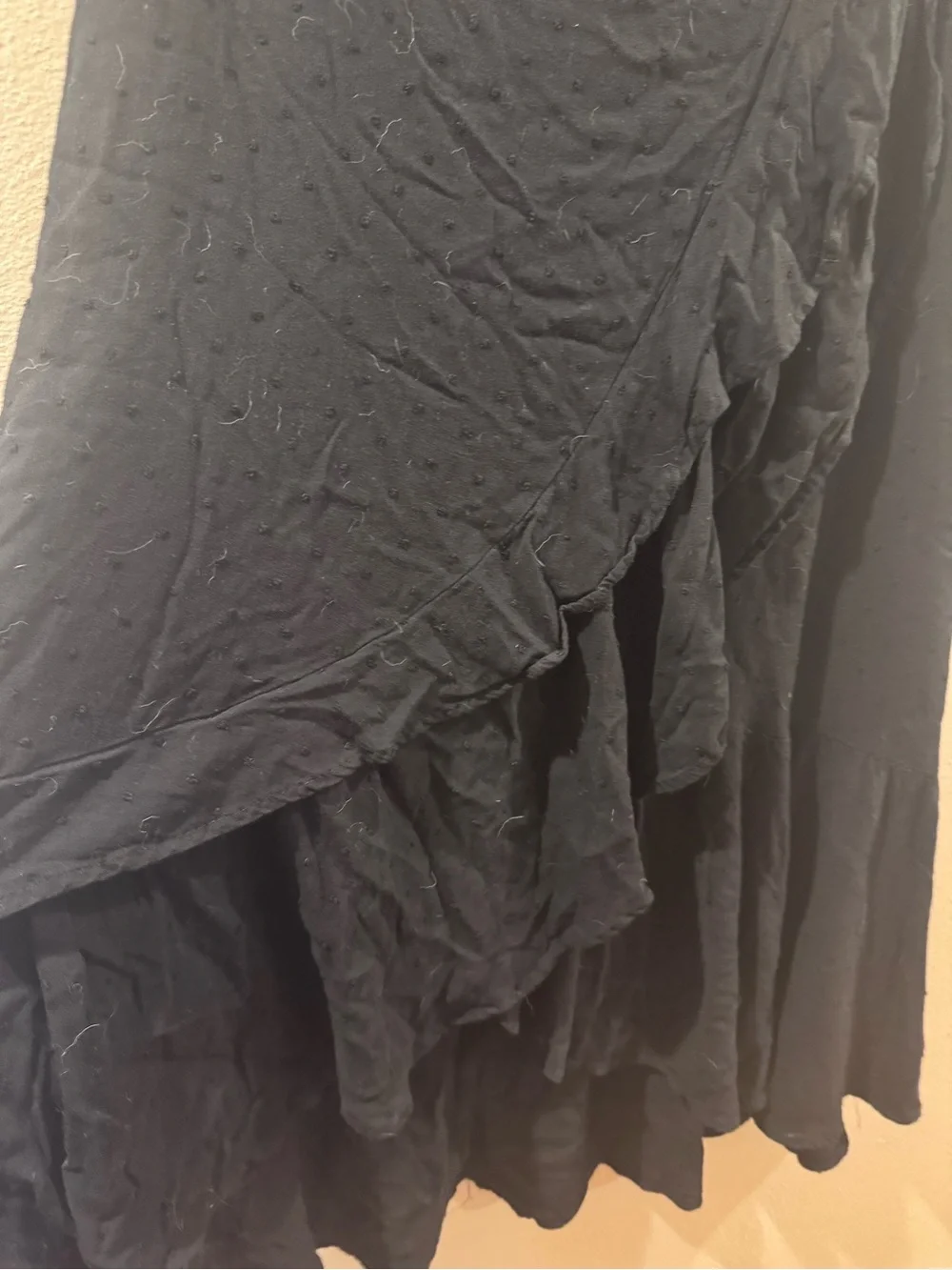 Black Ruffled tiered hi lo Women's Skirt - Picture 2 of 5